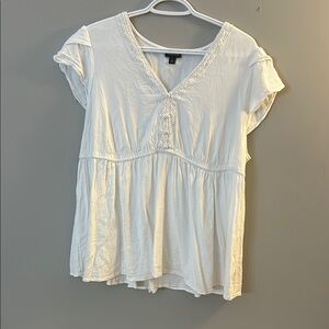 Torrid White Lace Trim V-Neck Top